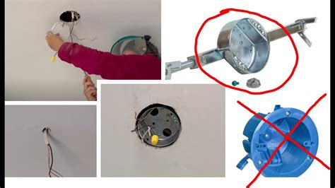 how to install ceiling electrical mounting box|install ceiling outlet box.